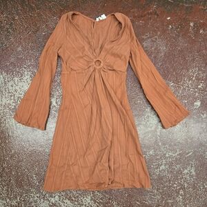 Roxy Terracotta Long Sleeve Dress